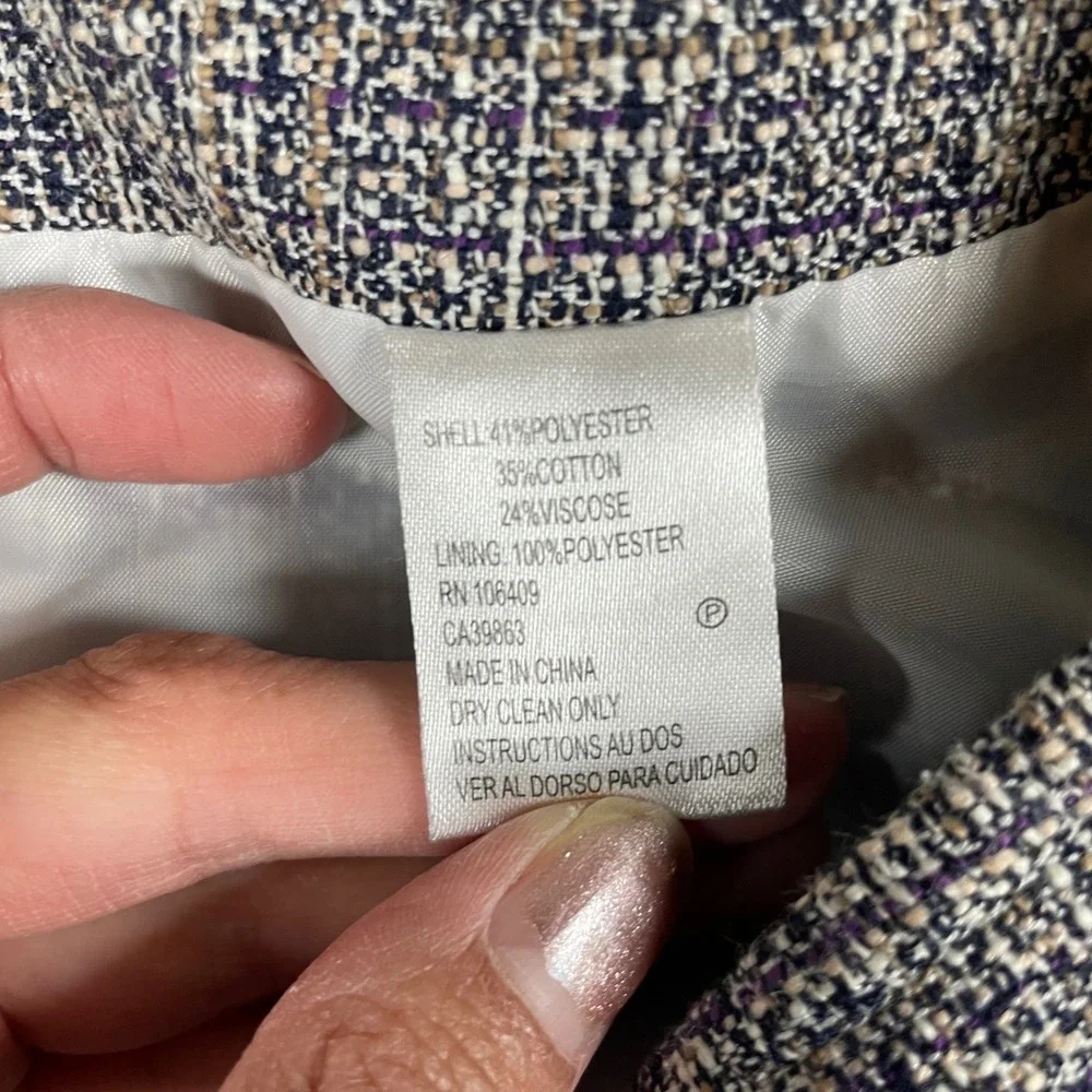 Tahari Arthur S Levine Tweed Pencil Skirt Size 6P Petite Gray Purple Career